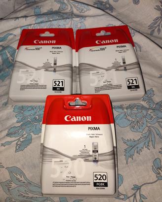 3x cartucce nero NUOVI  x Canon 1 Xpgi 520 2x 521 