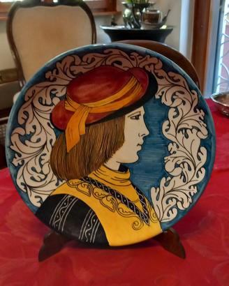 Piattino ceramica Giacomini Orvieto profili giovan
