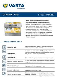 Batteria auto Varta Dynamic AGM 12V 70Ah 760A