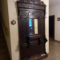 Mobile da ingresso in legno massello con specchio