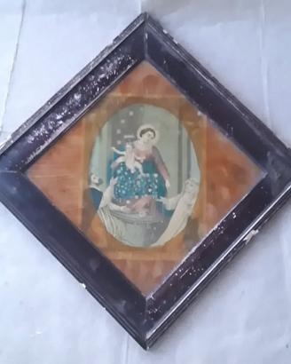 Quadro antico con cornice stampa della Madonna SS.