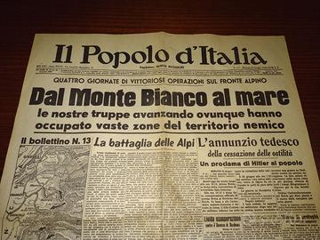 GIORNALE ORIGINALE 1940 VITTORIE ITALIA IN FRANCIA