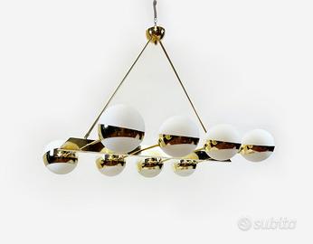 Lampadario a sospensione - ottone e vetro Vintage