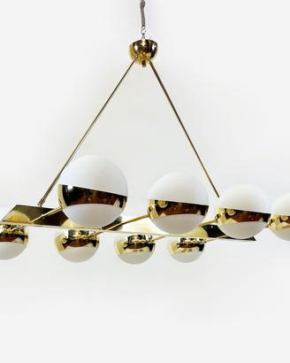 Lampadario a sospensione - ottone e vetro Vintage