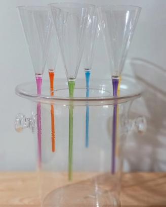 Secchiello ghiaccio con 6 calici da champagne
