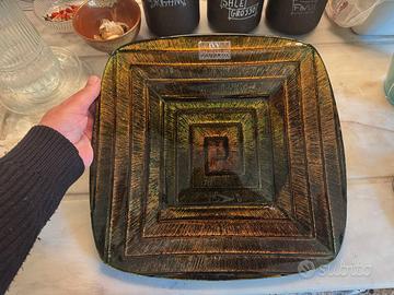 PIATTO DECORATIVO DESIGN QUADRATO IVV IN VETRO