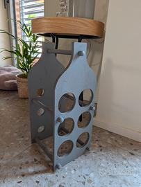 Portabottiglie in legno grigio chabby vintage 