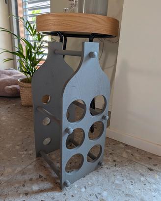 Portabottiglie in legno grigio chabby vintage 