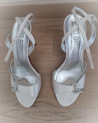 Sandalo Italiano Raso Strass Vero Cuoio 37