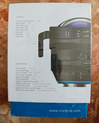 Obiettivo irix t4.3 cine lens per MFT