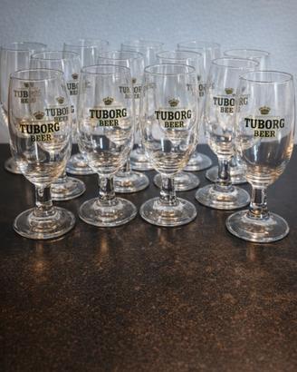 Set 12 bicchieri birra Tuborg nuovi con caraffa