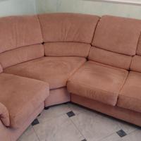 Divano angolare 5 posti in alcantara rosa antico