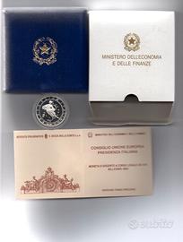 Moneta argento Italia 2003 Presidenza Italiana U E