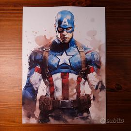Poster/stampa Captain America stile acquerello