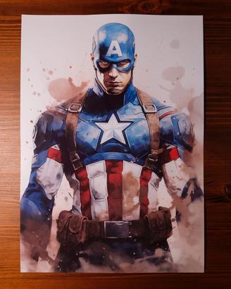 Poster/stampa Captain America stile acquerello