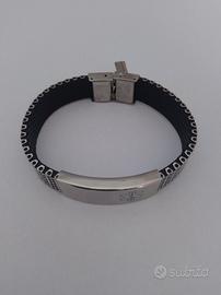 Bracciale in acciaio con croce di Esculapio