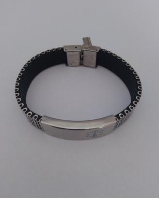Bracciale in acciaio con croce di Esculapio
