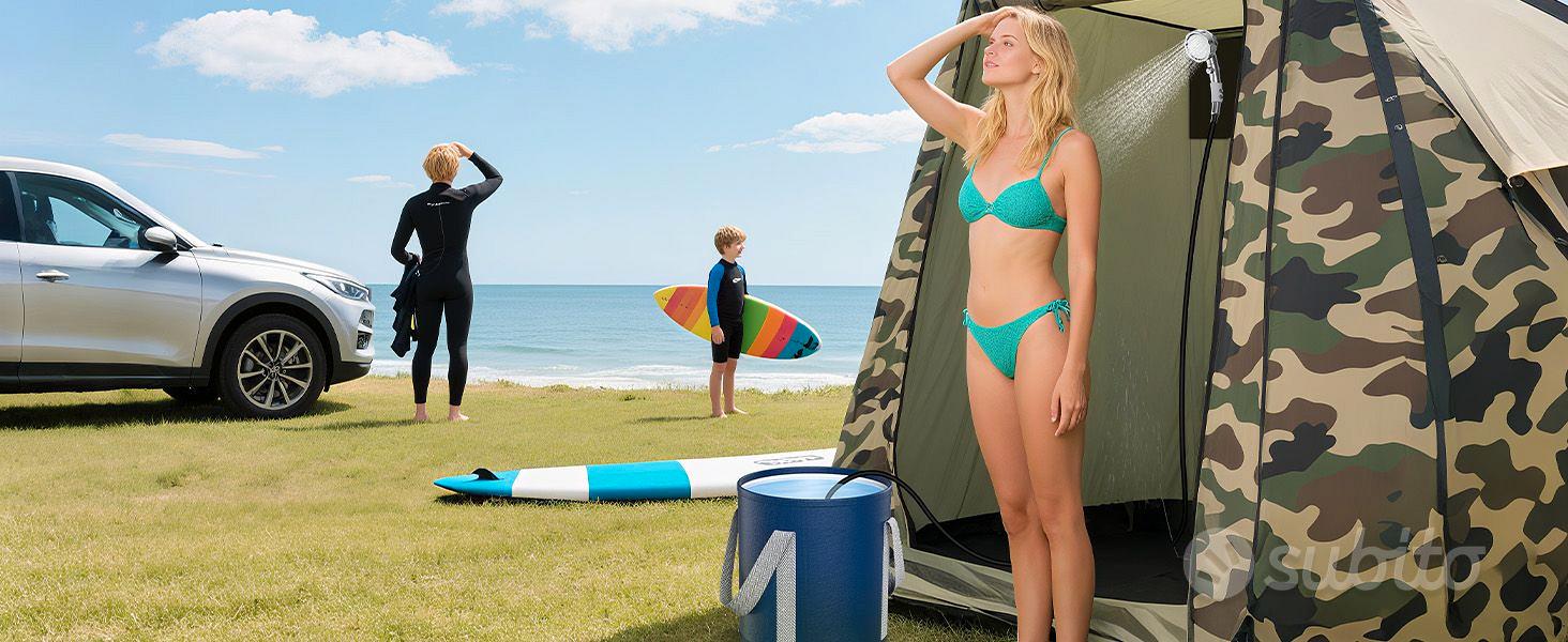 Doccia Portatile WADEO 2026 Con Secchio Da 20L E Pompa Integrata – Batteria 13000mAh, 5 Velocità, 4 Getti, IPX8, Per Campeggio, Camper, Spiaggia E Animali