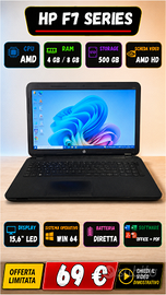 PC Portatile hp 15g nero lucido amd e1 RAM 4GB 500