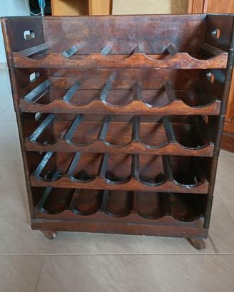 Cantinetta portabottiglie in Legno con ruote