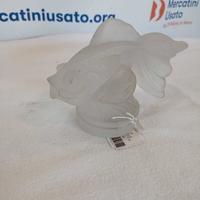 Scultura di pesce in vetro satinato stile Lalique