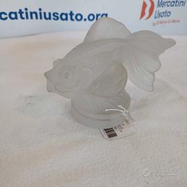 Scultura di pesce in vetro satinato stile Lalique
