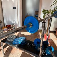 Kit palestra casa, panca fitness regolabile, pesi