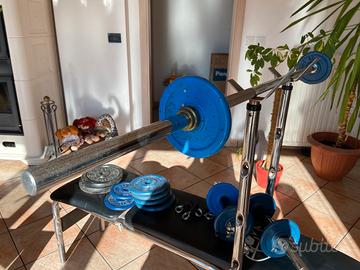 Kit palestra casa, panca fitness regolabile, pesi