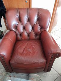 Poltrona regolabile in vero cuoio