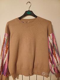 maglione da donna con maniche paillettes,TU