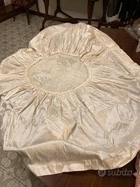 Tovaglia tonda  in shantung di seta e pizzo -nuovi