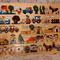 Puzzle d'incastro fattoria in legno 32 pezzi