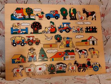 Puzzle d'incastro fattoria in legno 32 pezzi