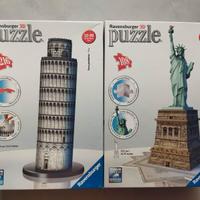 2 puzzle 3d torre di Pisa e statua della libertà