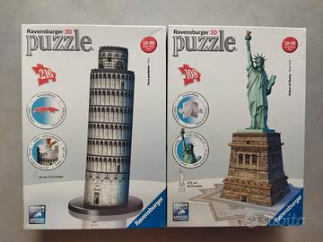 2 puzzle 3d torre di Pisa e statua della libertà