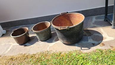Tris di paioli in rame Massiccio Pessnte varie mis