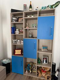 Libreria con ante blu