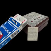 Cofanetto portacarte legno e argento+mazzo Poker