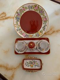 Tète à tète e piatto in porcellana dipinto a mano