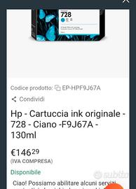 cartuccia HP728 F9J67A