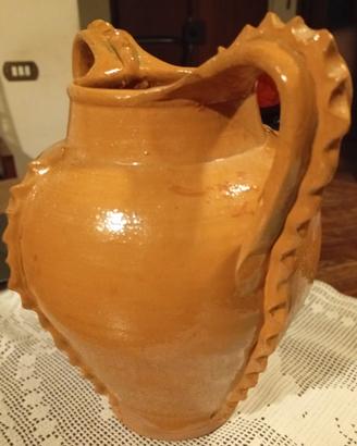 Antica Anfora in Terracotta Smaltata- color miele.