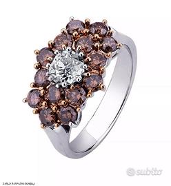 ANELLO ORO 18kt. CON DIAMANTI BROWN E DIAMANTE