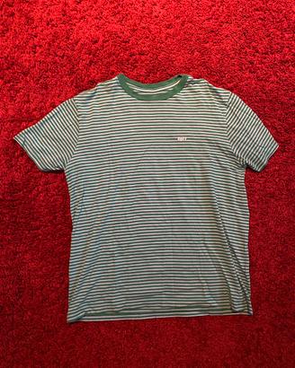 T-shirt OBEY originale a righe verdi chiare e scur
