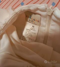 Abito battesimo bambina 6/9 mesi 72 cm.