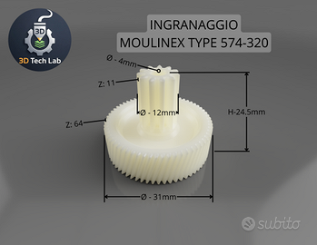 Ingranaggio Grattugia Elettrica Moulinex Type 574