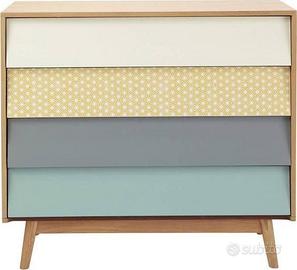 Comò Cassettiera 4 Cassetti Stile Nordico Legno