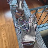 Sandalo argento/multicolor con tacco Steve Madden