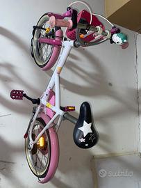 Bicicletta Bambina 14” Rosa e Bianca con cesto