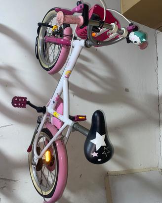 Bicicletta Bambina 14” Rosa e Bianca con cesto