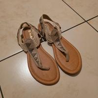 Sandali bassi infradito Taupe Oro rosa